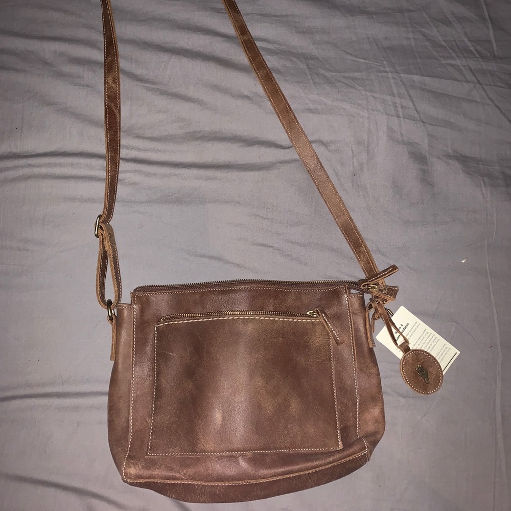 Roots brown leather shoulder bag